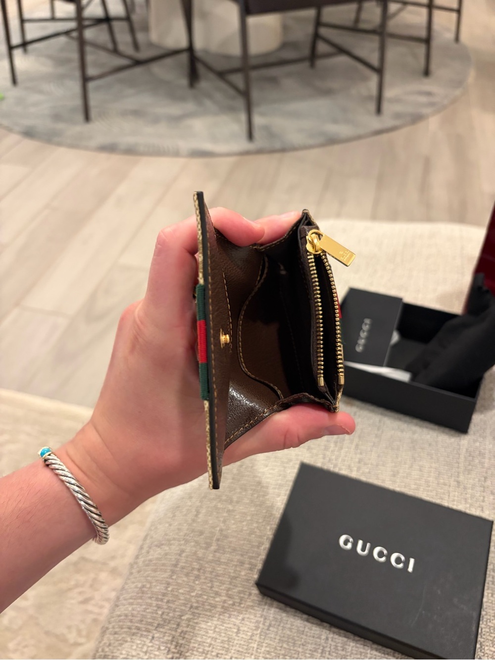 Gucci Bi-fold Card Case with Web GG Supreme Canvas Wallet - Picture 14 of 16